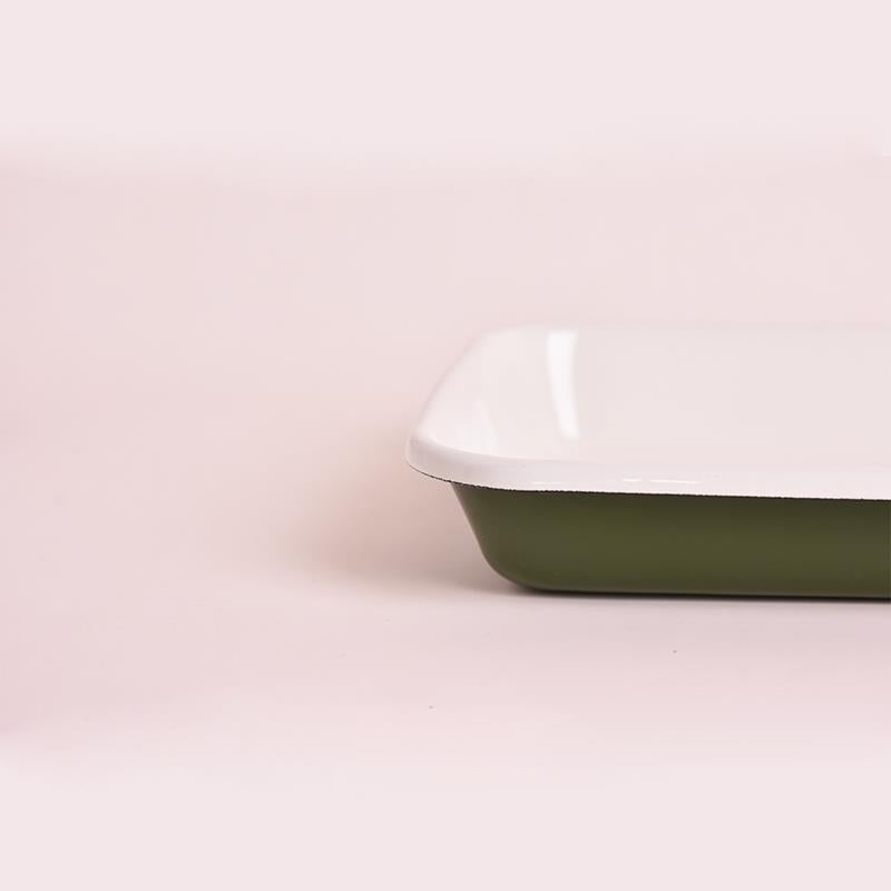 Enamel Appetizer Plate Light Green 27 x 19 cm