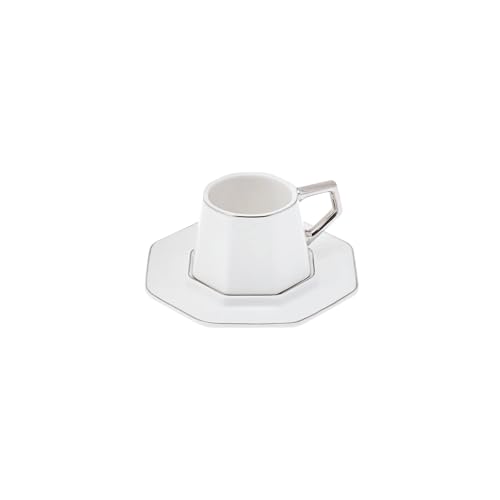 KARACA Zeher Turkish Coffee Cup Set for 6 People - 12 Piece Cups with Saucers - Small Porcelain Espresso Set - Ideal for Serving Greek, Arabic Coffee (3 fl oz)