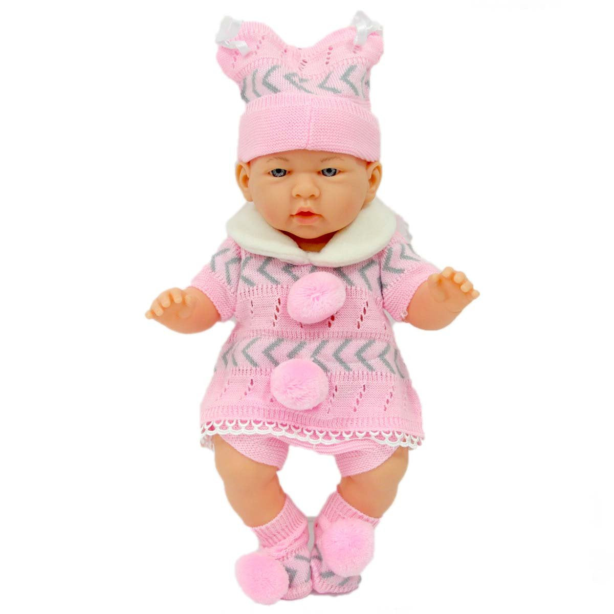 Newborn Baby Azra in Pink and Gray Dress
