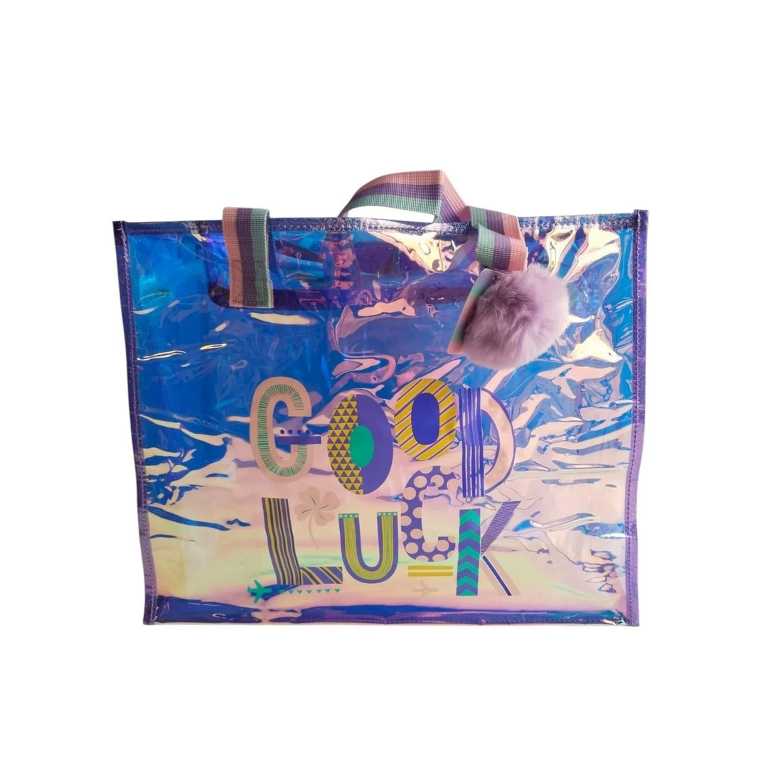 Dream Vest Transparent Hologram Purple Good Luck Large Shoulder Bag
