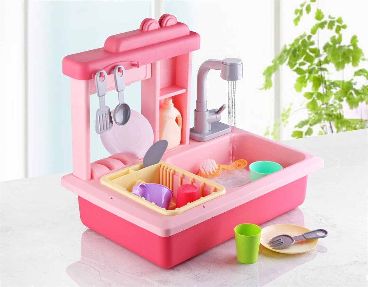 Battery-Operated Interactive Sink Set Pink