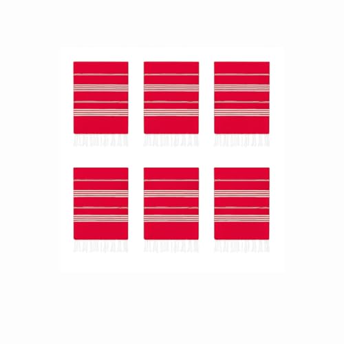 HAVLULAND Turkish Beach Towels Oversized -100% Turkish Cotton Super Soft Lightweight - Absorbent and Quick Drying Bath Towel - Sand Free Beach Towel - Turkish Towels for Adults (Red, 6 Pack)