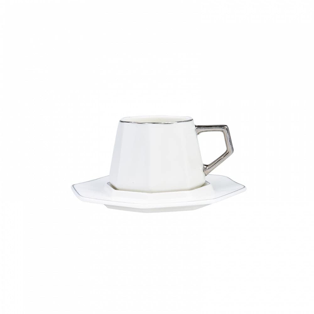 KARACA Zeher Turkish Coffee Cup Set for 6 People - 12 Piece Cups with Saucers - Small Porcelain Espresso Set - Ideal for Serving Greek, Arabic Coffee (3 fl oz)