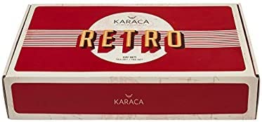 KARACA Retro Beige 6 Person Tea Set - 12 Piece Turkish Tea Cups and Saucers, Turkish Tea Glasses Set with Gold Decal Details