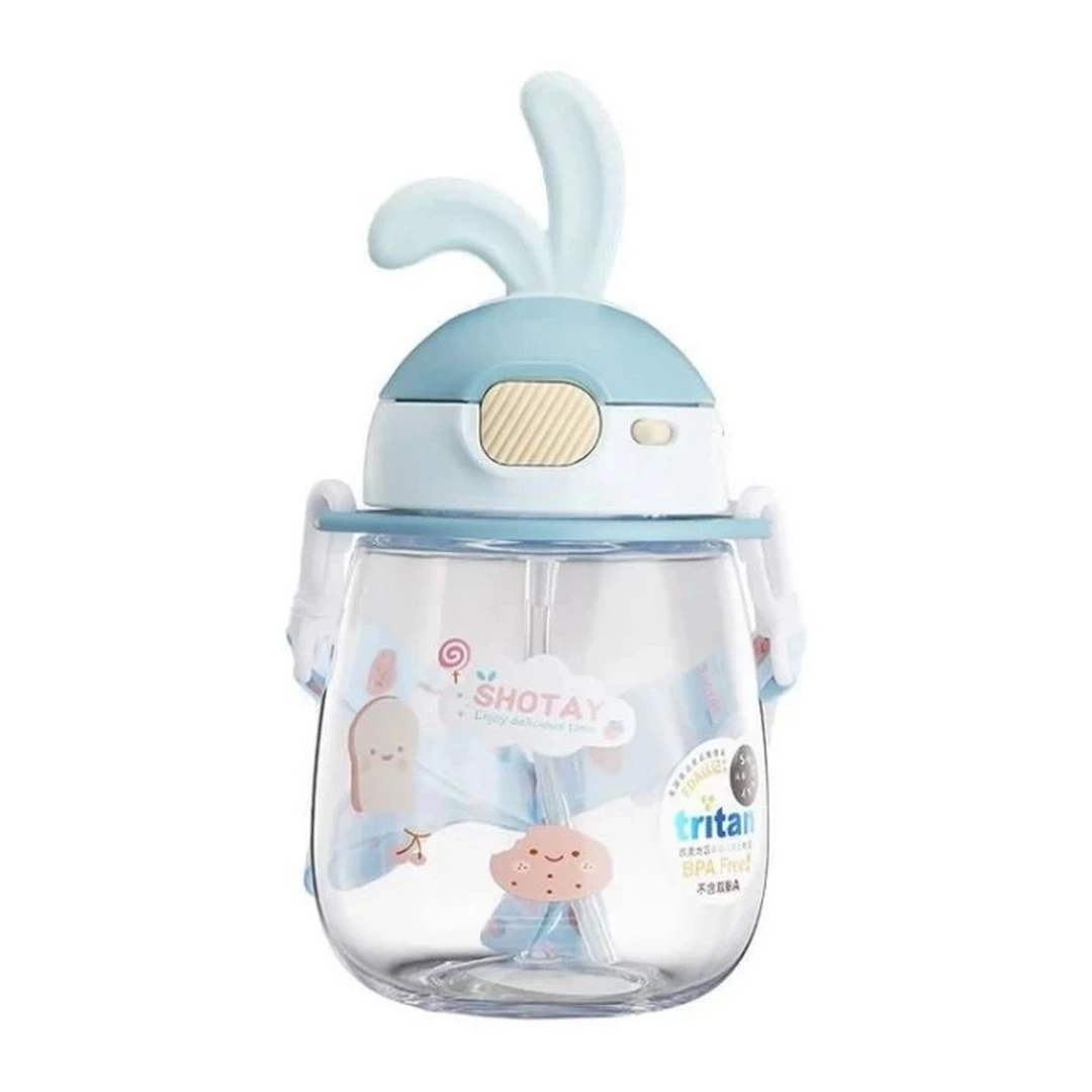 Shotay Tritan Straw Hanging Water Bottle with Ears 600 ml