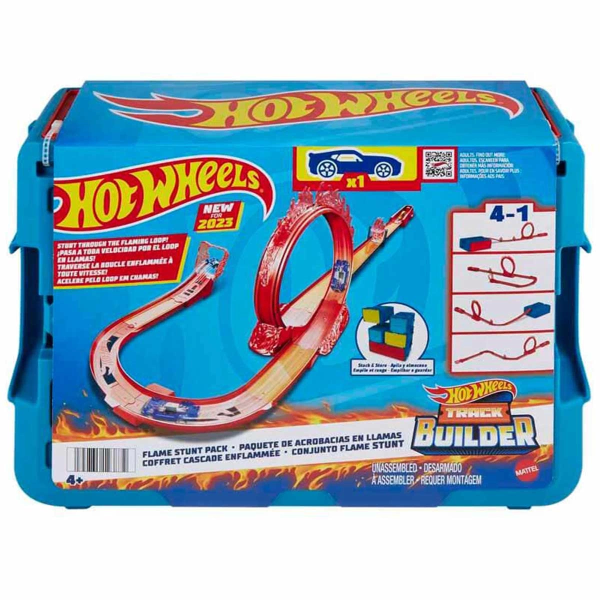 Hot Wheels Track Builder Flame Themed Stunt Set HMC04