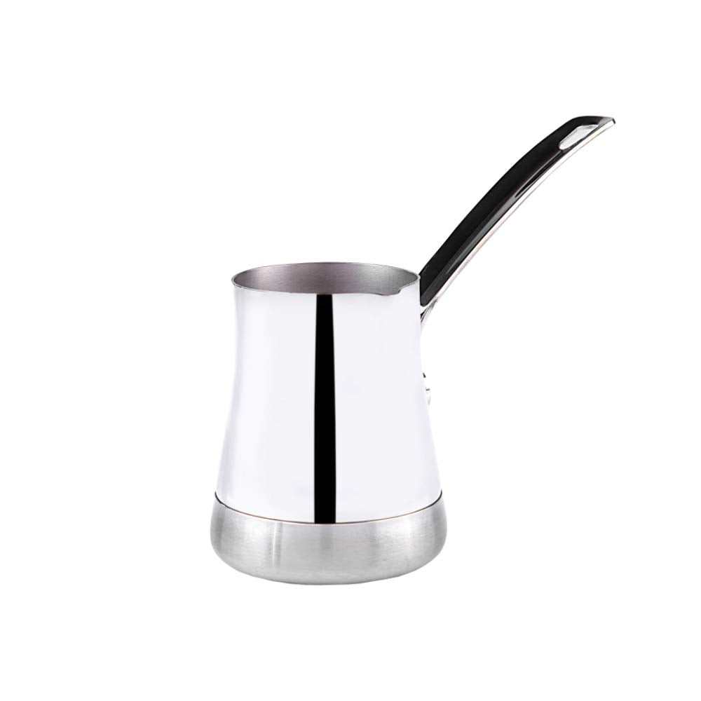 Karaca Win Turkish Coffee Pot with Metal Handles for Stove, Stainless Steel & Elegant Turkish Cezve for Briki Greek, and Arabic Coffee (Set of 2)
