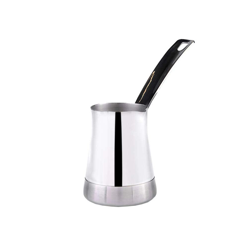 Karaca Win Turkish Coffee Pot with Metal Handles for Stove, Stainless Steel & Elegant Turkish Cezve for Briki Greek, and Arabic Coffee (Set of 2)