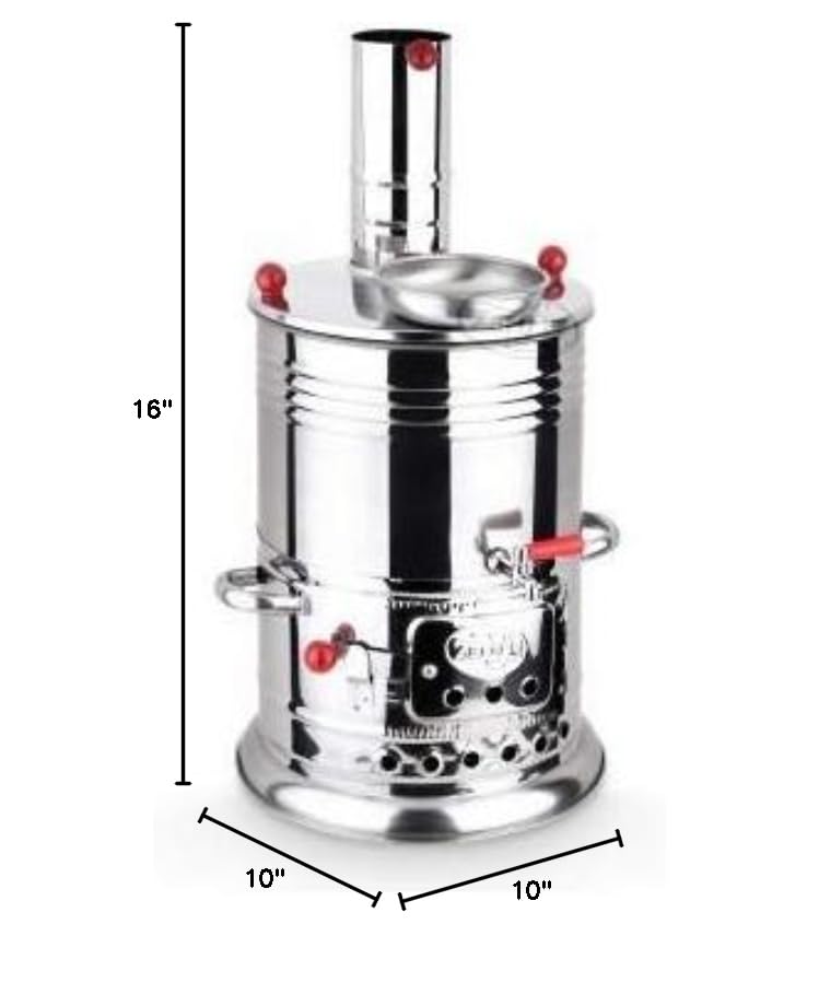 Samovar Tea Kettle, Turkish Semaver Charcoal and Wood Water Heater Boiler, for Camping, Picnic, Hunting, Hiking, Yachting