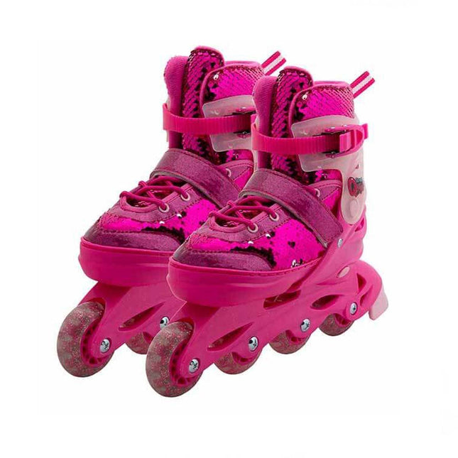 Rising Sports Inline 4 Wheel Skates Pink Sequined