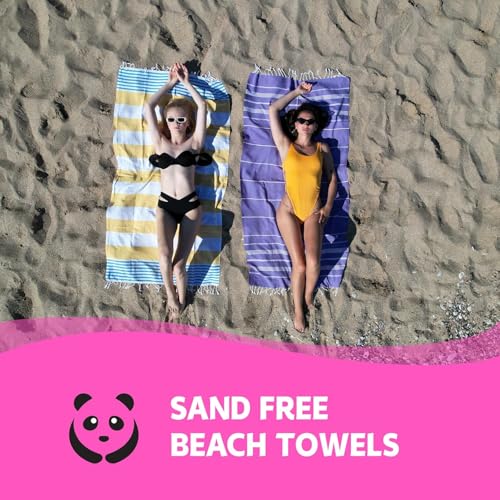 HAVLULAND Turkish Beach Towels Oversized -100% Turkish Cotton Super Soft Lightweight - Absorbent and Quick Drying Bath Towel - Sand Free Beach Towel - Turkish Towels for Adults (Pink, 6 Pack)