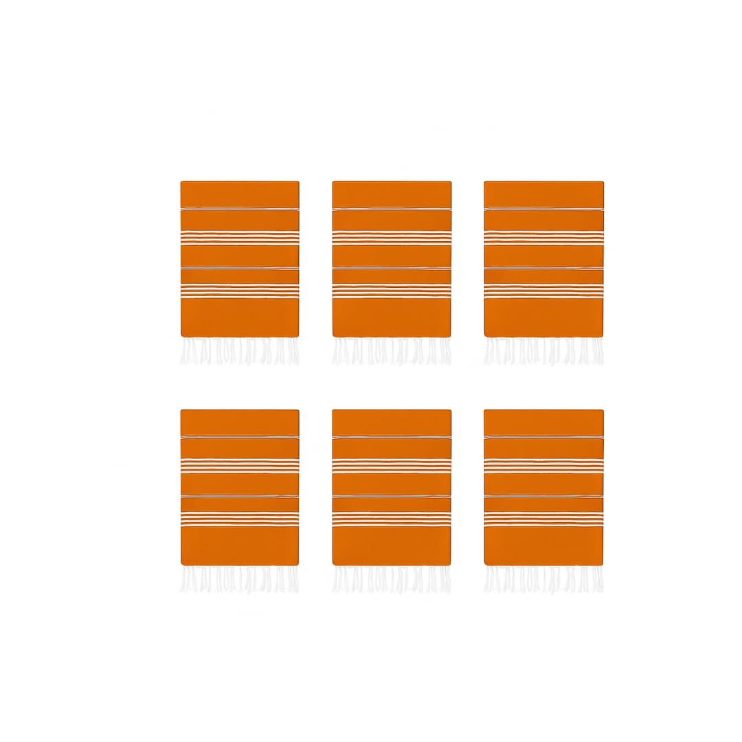 HAVLULAND Turkish Beach Towels Oversized -100% Turkish Cotton Super Soft Lightweight - Absorbent and Quick Drying Bath Towel - Sand Free Beach Towel - Turkish Towels for Adults (Orange, 6 Pack)