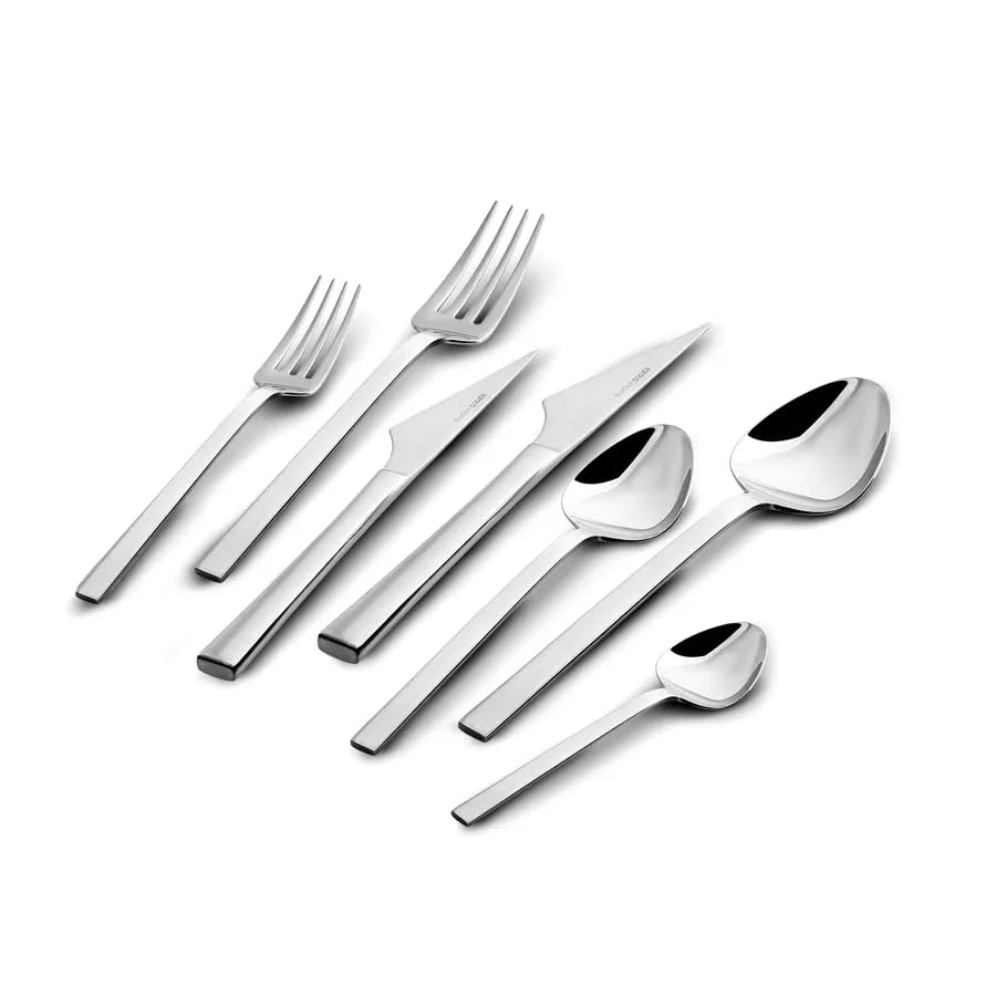 Karaca Boreas 84-Piece Kitchen Silverware Sets, Stainless Steel Cutlery Set for 12 People, Durable, Elegant, Dishwasher Safe, Includes Table & Dessert Spoons, Forks & Knives
