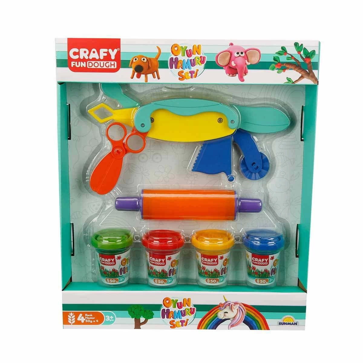 Play Dough Shaping Set 200 gr 6 Piece Pink Rolling Pin