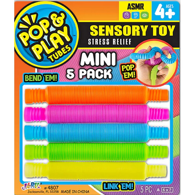 Pop & Play Tubes Sensory Stress Toy Mini 5-Pack