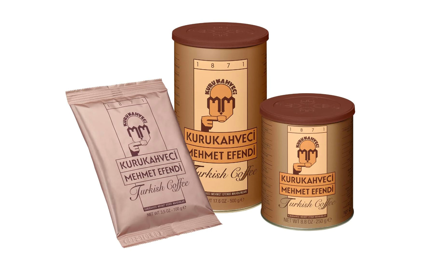 KURUKAHVECI MEHMET EFENDI Turkish Coffee, Cezve Set, Roasted Ground,Rich Aroma, Turkish Coffee Set, Original Taste Since 1871 (8.8 OZ / 250 Gr) with Cezve