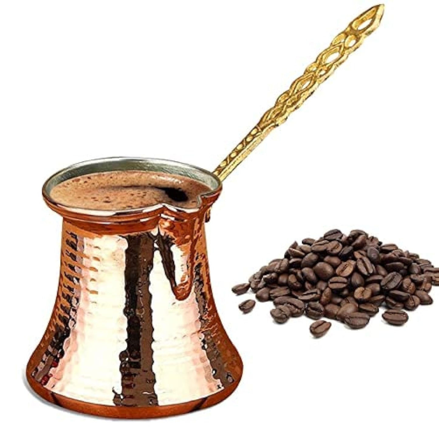 Hakan Turkish Coffee Pot | Stove Top Water Boiler, Coffee Maker, Butter, Chocolate & Milk Warmer | Even and Quick Heat with Handcrafted Copper Material | Coffee Gifts Idea, 10.5 Oz (310 cc)