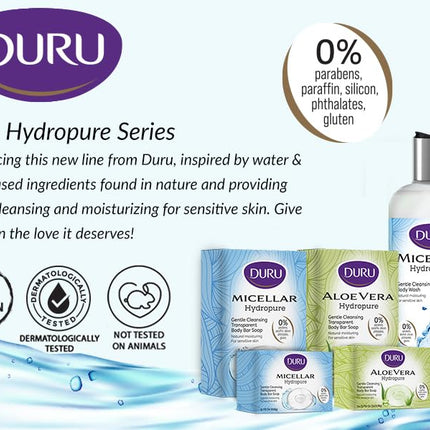 Duru Aloe Vera Glycerin Bar Soap - Vegan Transparent Cleansing Bar Moisturizing Sensitive Skin Wash for Women and Men Plant Based - 3 Pack