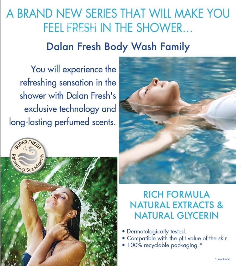 Dalan Natural Extracts Body Wash, with Fresh Pink Grapefruit & Aloe Vera & Sea Minerals, 15.2 fl oz (3 Pack, Grapefruit)