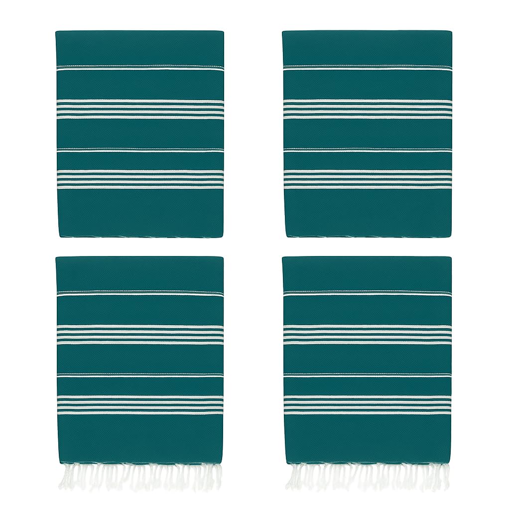 HAVLULAND Turkish Beach Towels 4 Packs Oversized Bath Towel Bulk Quick Dry Sand Free Light Weight Extra Large Big Pool Blanket Adult Travel Women Must Have Clearance (Teal, 4 Pack)