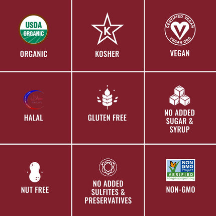 Sunny Fruit Soft Organic Dried Tart Cherries - 6 Bags (30 Individual Portion Packs) | Healthy, Convenient Snack Packs | ORGANIC, NON-GMO, VEGAN, HALAL, KOSHER, NO PRESERVATIVES