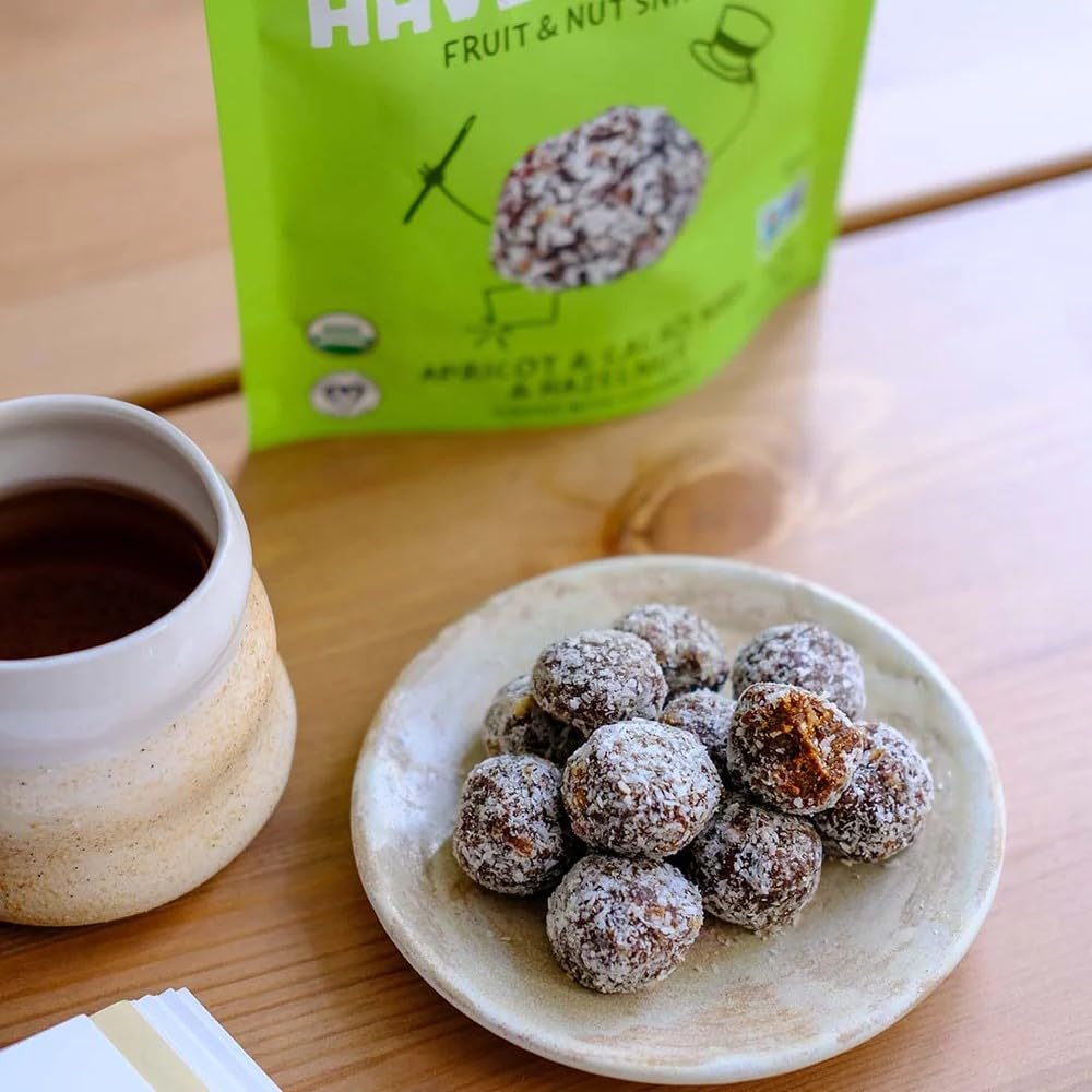 Sunny Fruit 100% RAW Fruit & Nut Snacks, Apricot, Cacao Nibs & Hazelnut, 6-Pack (9 Balls Per Bag) | Healthy, Convenient, On-the-Go Energy Balls | ORGANIC, VEGAN, GLUTEN-FREE, KOSHER, NO ADDED SUGAR