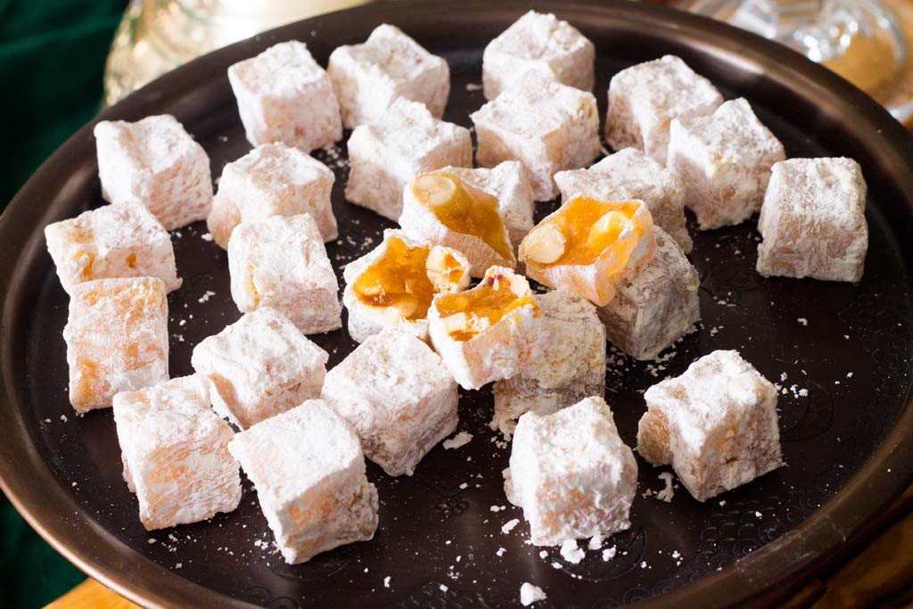 Cerez Pazari Turkish Delight Hazelnut Candy Gourmet Premium Vegan Sweets Medium Gift Box 14.8oz | Sweet Luxury Traditional Confectionery Soft Candy Dessert Glucose Free Lokum (Loukoumi) | Apprx.42 Pcs