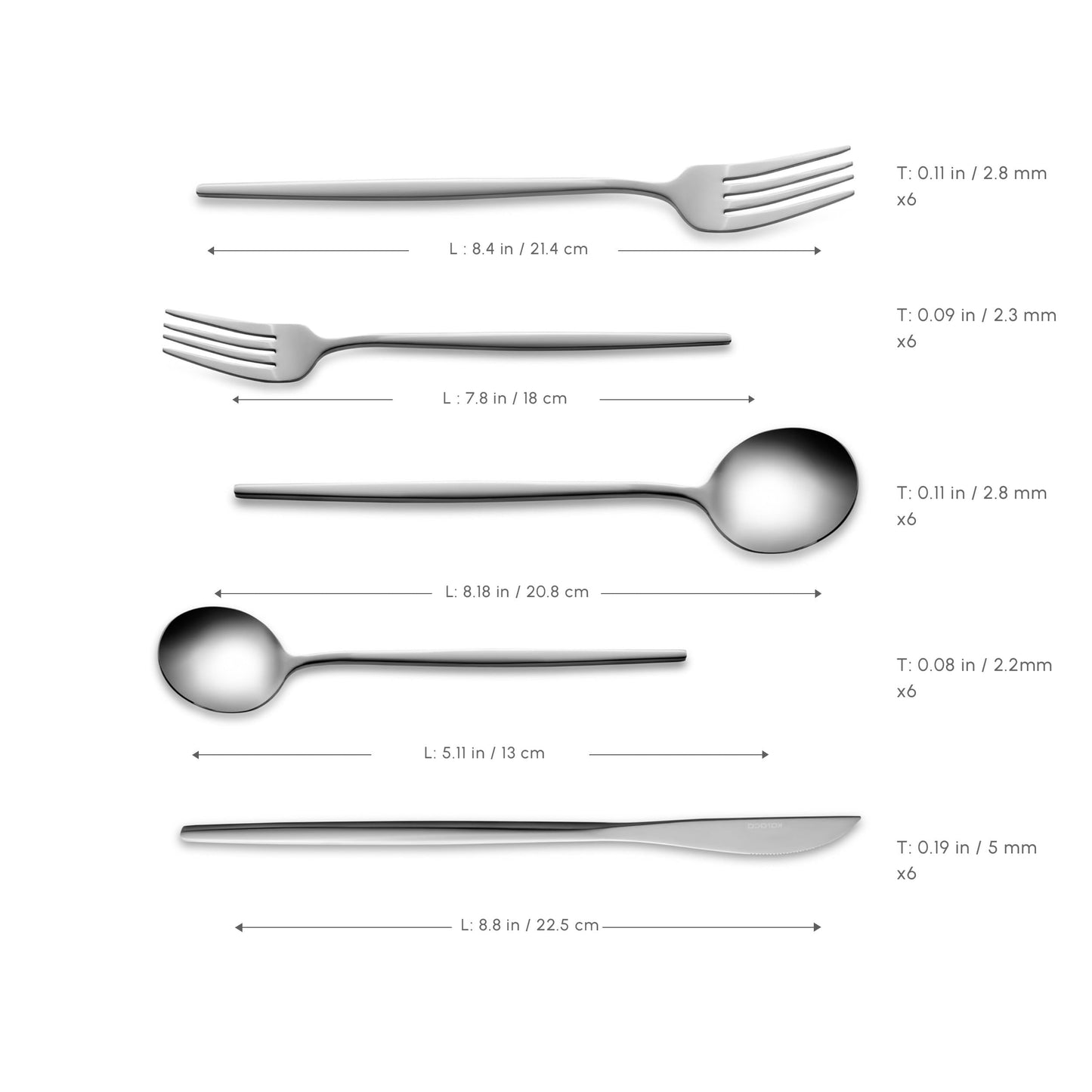Karaca Orion 30-Piece Cutlery Set for 6 People - 18/10 Stainless Steel Set, Tableware Flatware Silverware Set with Knife Fork Spoon Set, Mixed & Luxury Cutlery Set, Platinum