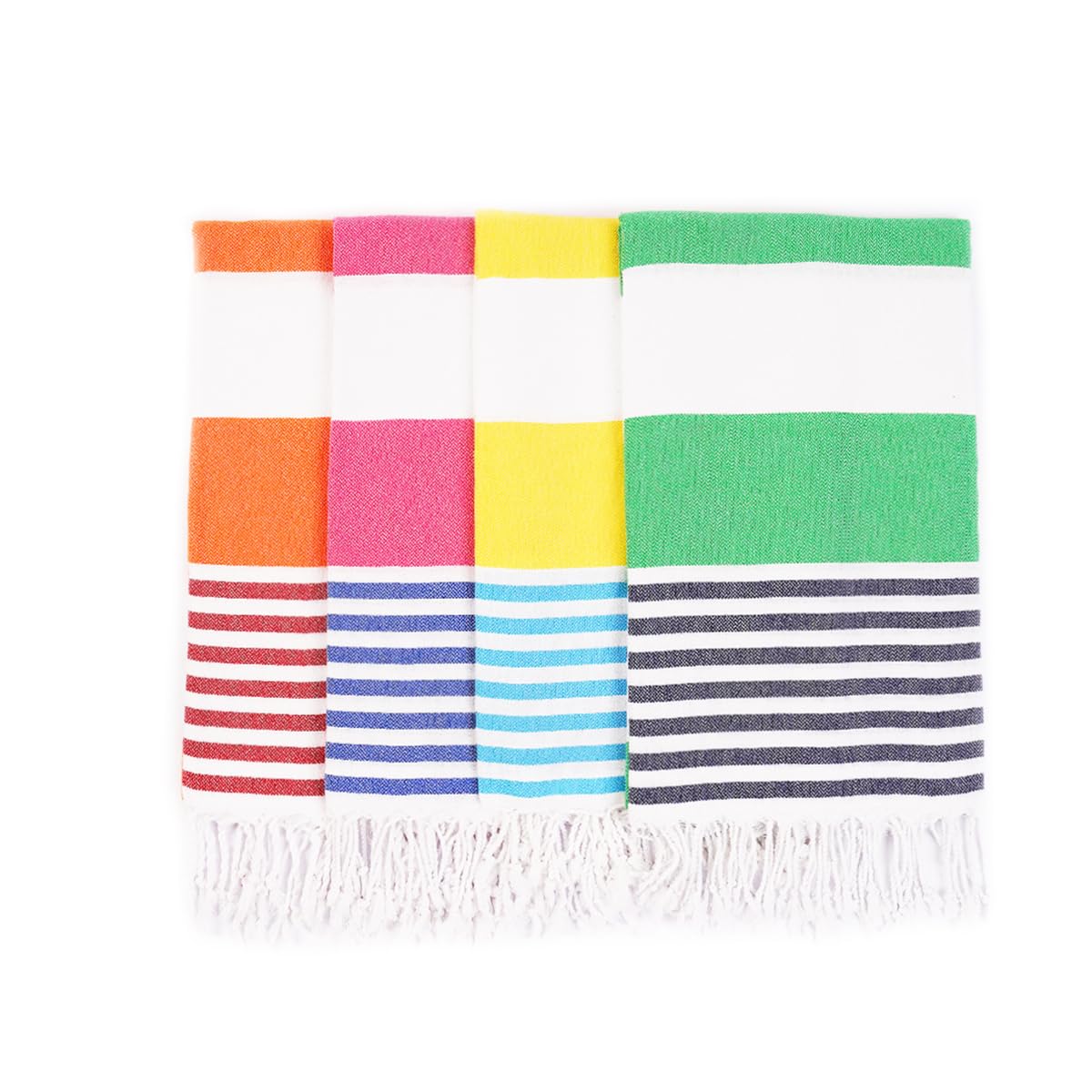 HAVLULAND 4-Pack Turkish Beach Towels – Oversized, Quick-Dry & Sand-Free | Lightweight, Absorbent Bath Towels for Travel, Pool, Vacation & Beach | 40” x 72” Bulk Set