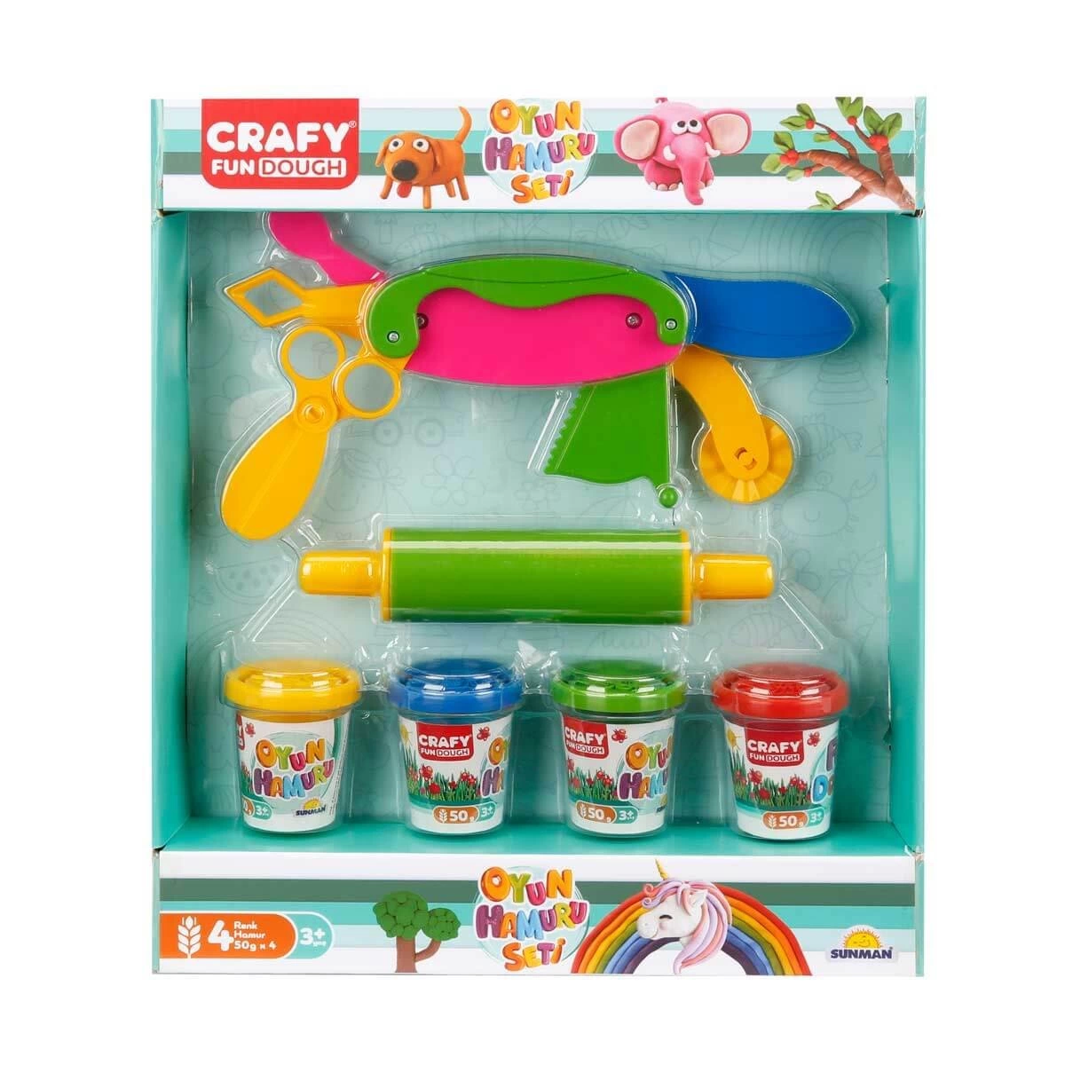 Play Dough Shaping Set 200 gr 6 Piece Pink Rolling Pin