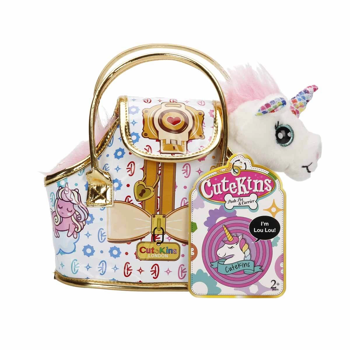 Cutekins Plush Unicorn Lou Lou with Carrying Bag