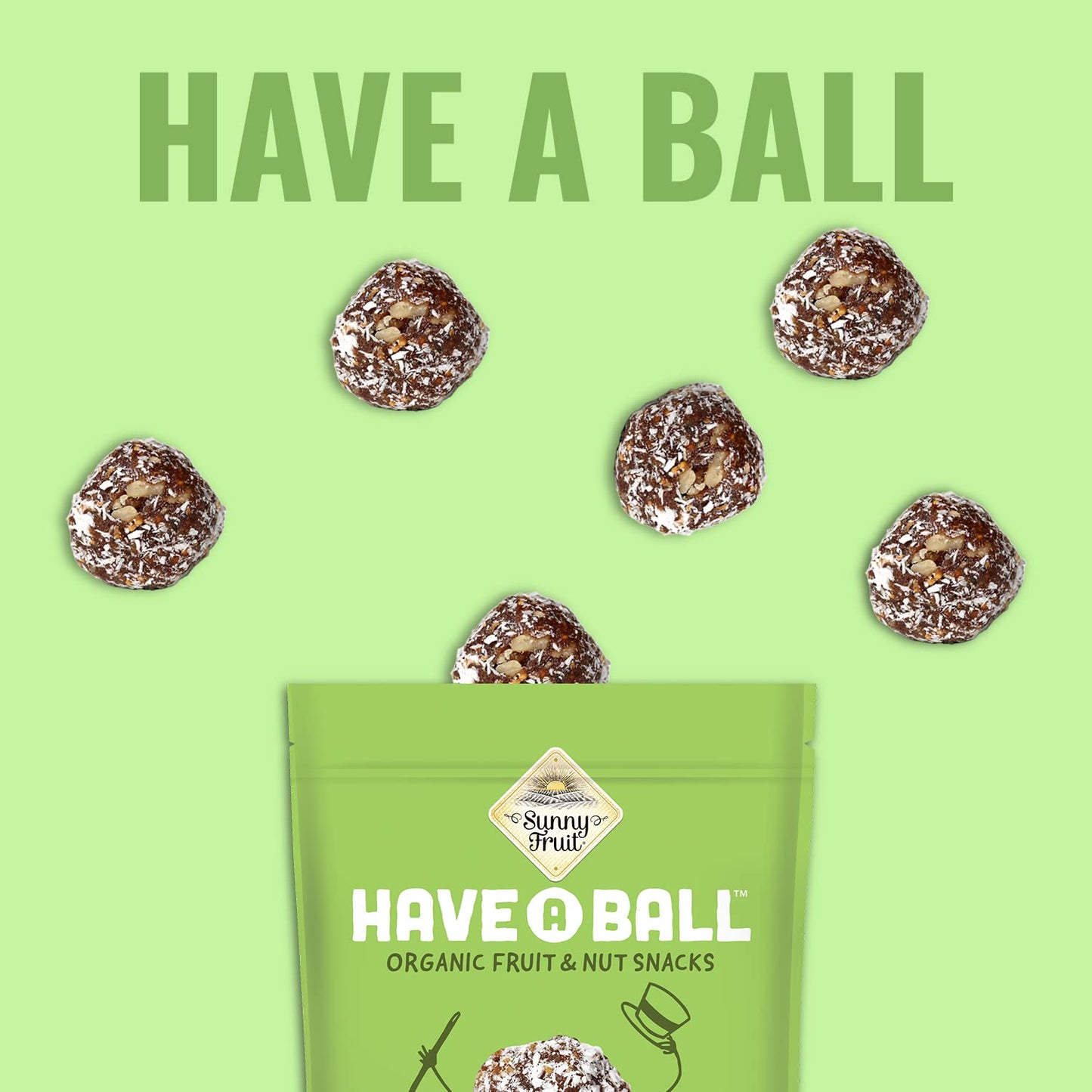 Sunny Fruit 100% RAW Fruit & Nut Snacks, Apricot, Cacao Nibs & Hazelnut, 6-Pack (9 Balls Per Bag) | Healthy, Convenient, On-the-Go Energy Balls | ORGANIC, VEGAN, GLUTEN-FREE, KOSHER, NO ADDED SUGAR