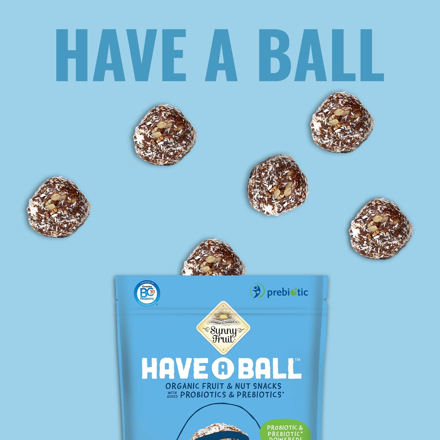Sunny Fruit 100% RAW Fruit & Nut Snacks, Fig & Walnut, 6-Pack (9 Balls Per Bag) | Healthy, Convenient, On-the-Go Energy Balls | ORGANIC, VEGAN, GLUTEN-FREE, KOSHER, NO ADDED SUGAR