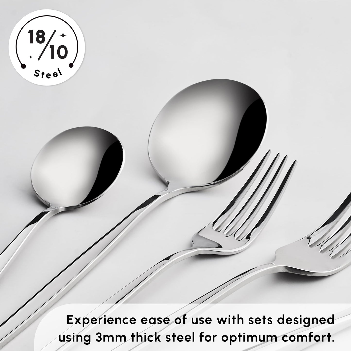 Karaca New Porto Elegance 60-Piece Cutlery Set for 12 People, Tablespoons, Table Forks, Premium Quality, Healthy and Hygienic, Modern Design, Stainless Steel Cutlery Set