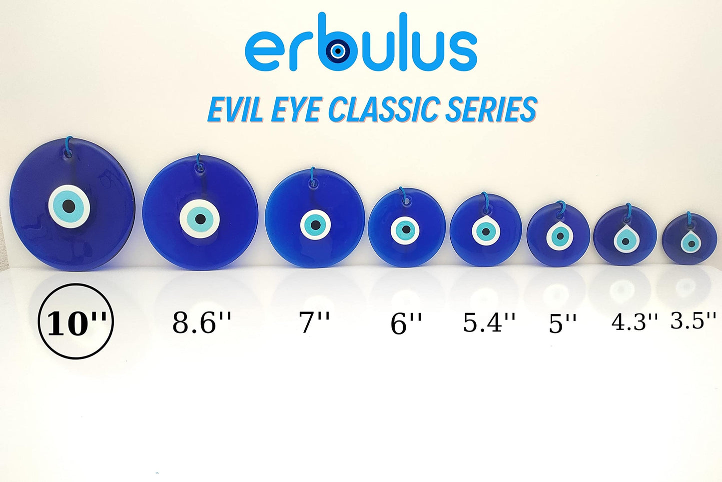 Erbulus 10" Glass Blue Evil Eye Wall Hanging Ornament - Evil Eye Decor - Turkish Handmade Nazar Amulet - Home Protection Charm - Evil Eye Wall Decor Amulet in a Box