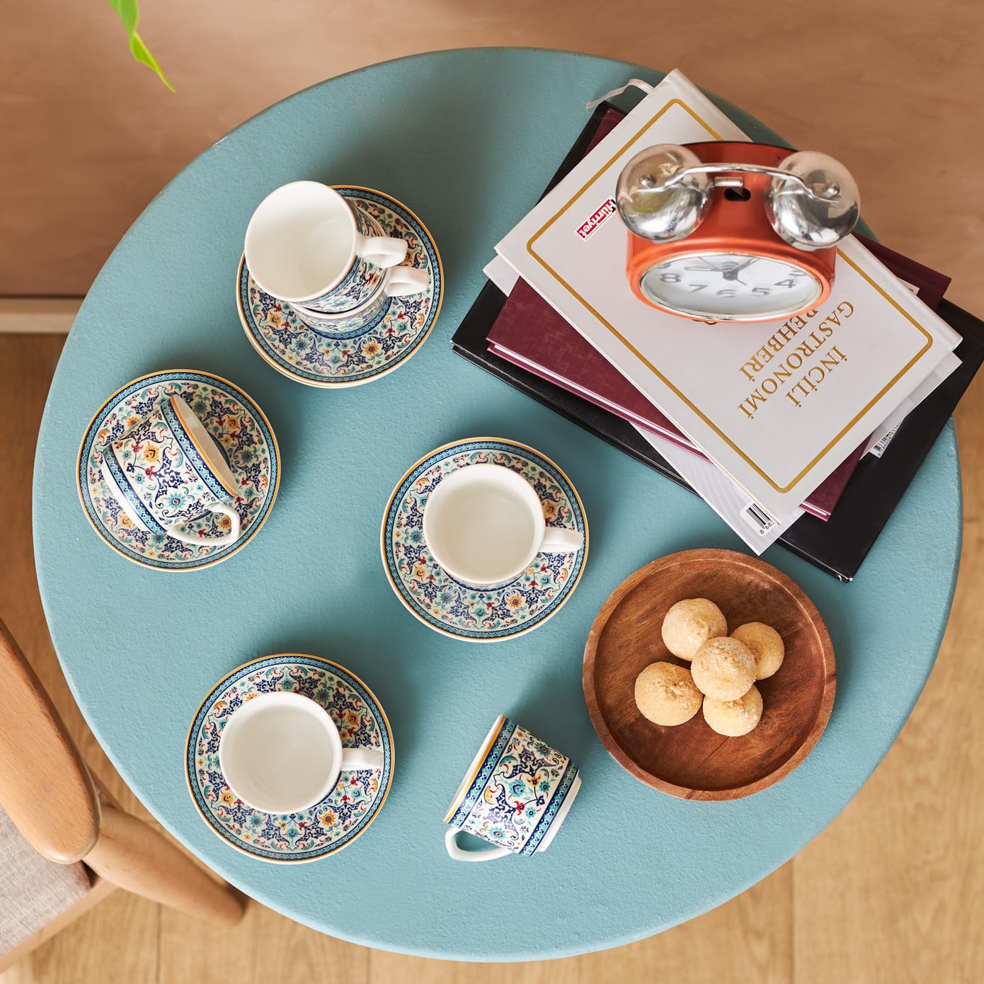 KARACA Beylerbeyi Turkish Coffee Cup Set for 6 People - 12 Piece Cups with Saucers - Small Porcelain Espresso Set - Ideal for Serving Greek, Arabic Coffee (2.7 fl oz)