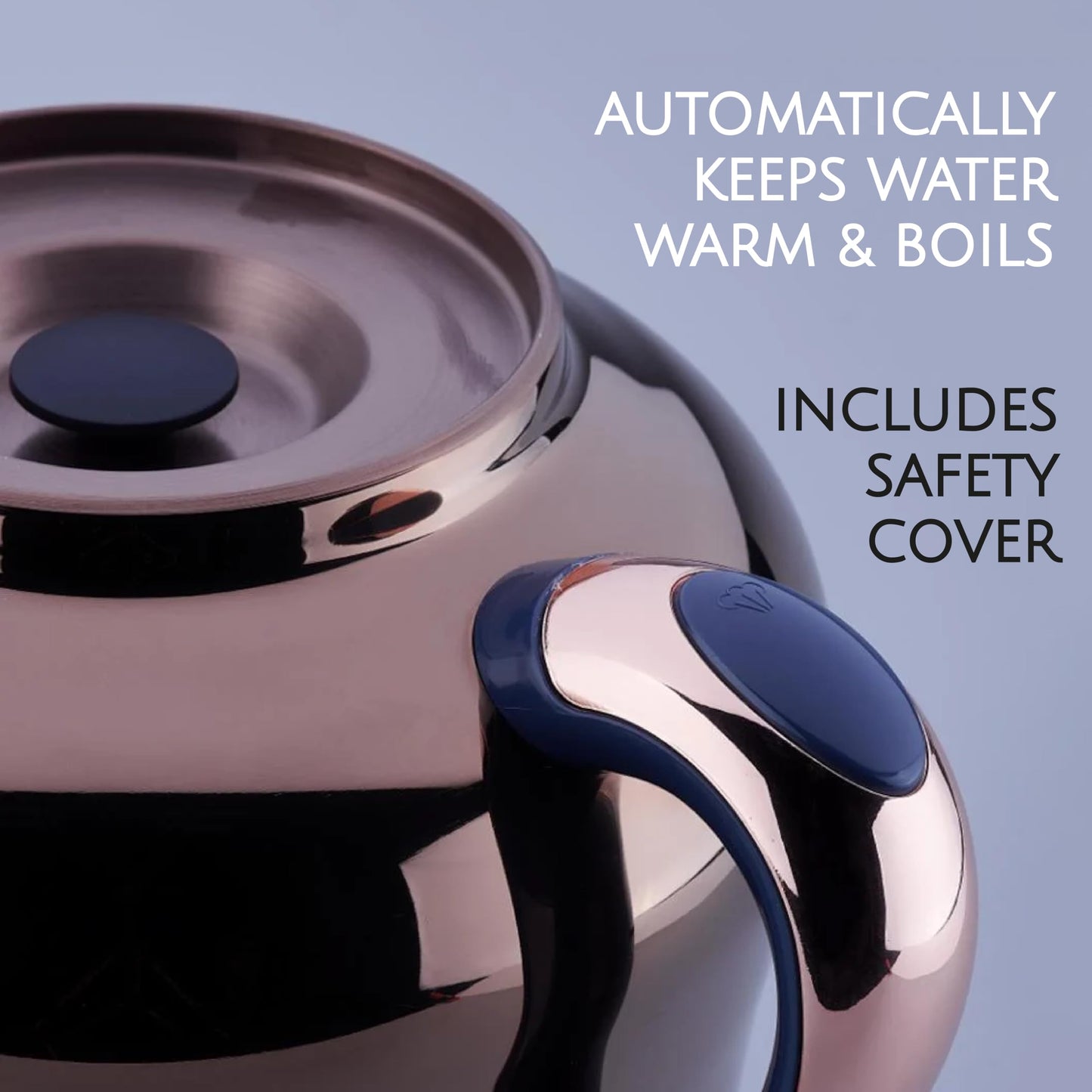 Korkmaz Hanedan A843-05 Stainless Steel Samovar, Upper Pot 1.3 L (43.9 Oz), Bottom Pot 3.5 L (118.3 Oz) Electric Turkish Tea Maker Set, Double Pots Tea Machine, Rosegold, 110 V US Plug, 5.1- Quart