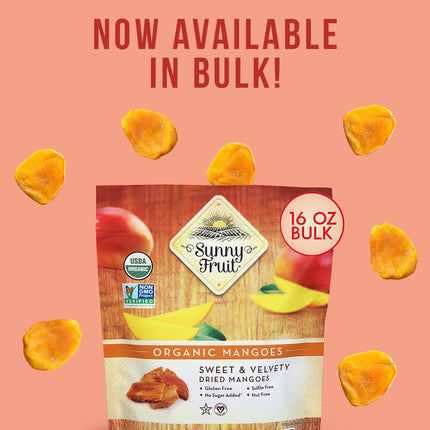 Sunny Fruit Soft Organic Dried Mangoes - 1 Pound Bulk Bag | Healthy, Sweet Snack | NON-GMO, VEGAN, HALAL, KOSHER, NO PRESERVATIVES, NO SULFIDES, NO SUGAR ADDED