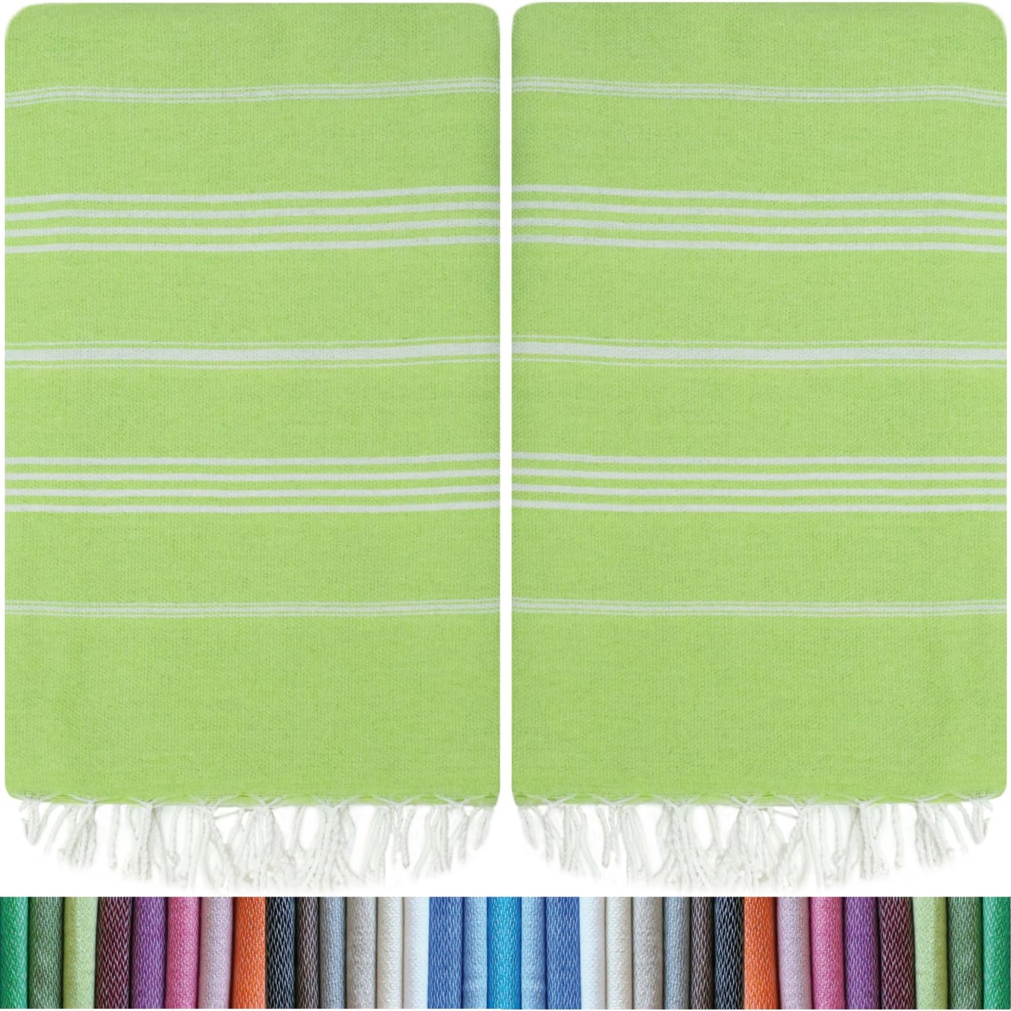 HAVLULAND Turkish Beach Towels, 2 Pack Extra Large Beach Towel, Oversized Sand Free Quick-Dry Pool Towel, Lightweight & Absorbent Bath,Yoga & Travel Towels for Adults - Pistachio