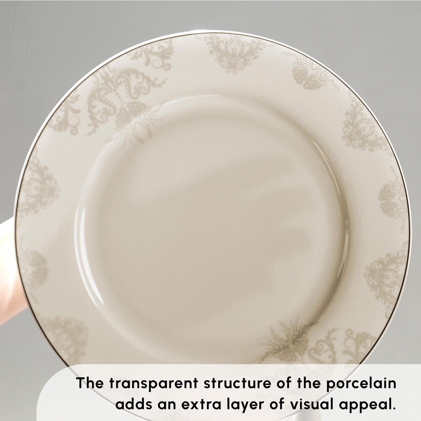 Karaca Siena Porcelain Plates and Bowls Set with Dinner & Dessert Plates, Salt & Pepper Shakers - Bone China Dishware Sets - Kitchen Dinnerware Set for 12 People (53-Piece, White Dish Set)