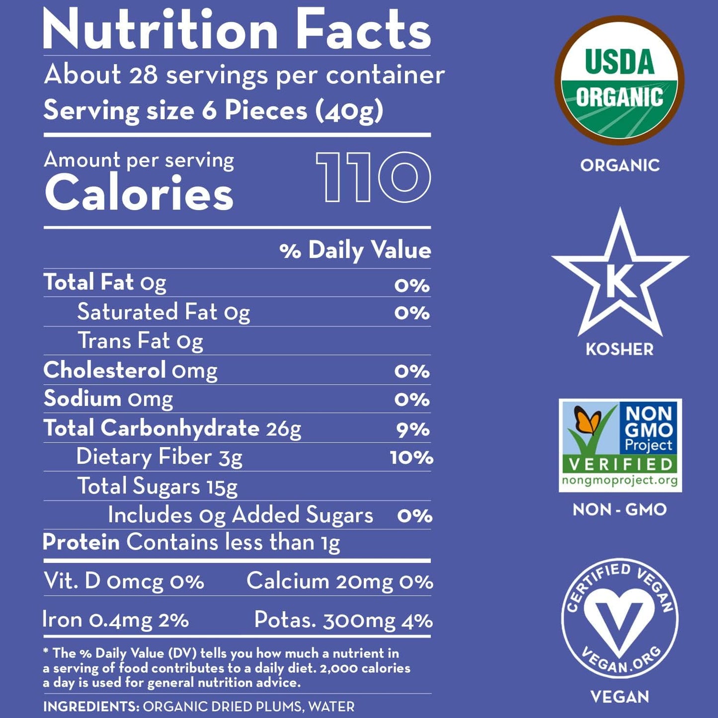 Sunny Fruit Soft Organic Prunes, 2.5 Pound Bulk Bag | Healthy, Sweet Dried Plums | ORGANIC, NON-GMO, VEGAN, HALAL, KOSHER, NO PRESERVATIVES, NO SUGAR ADDED