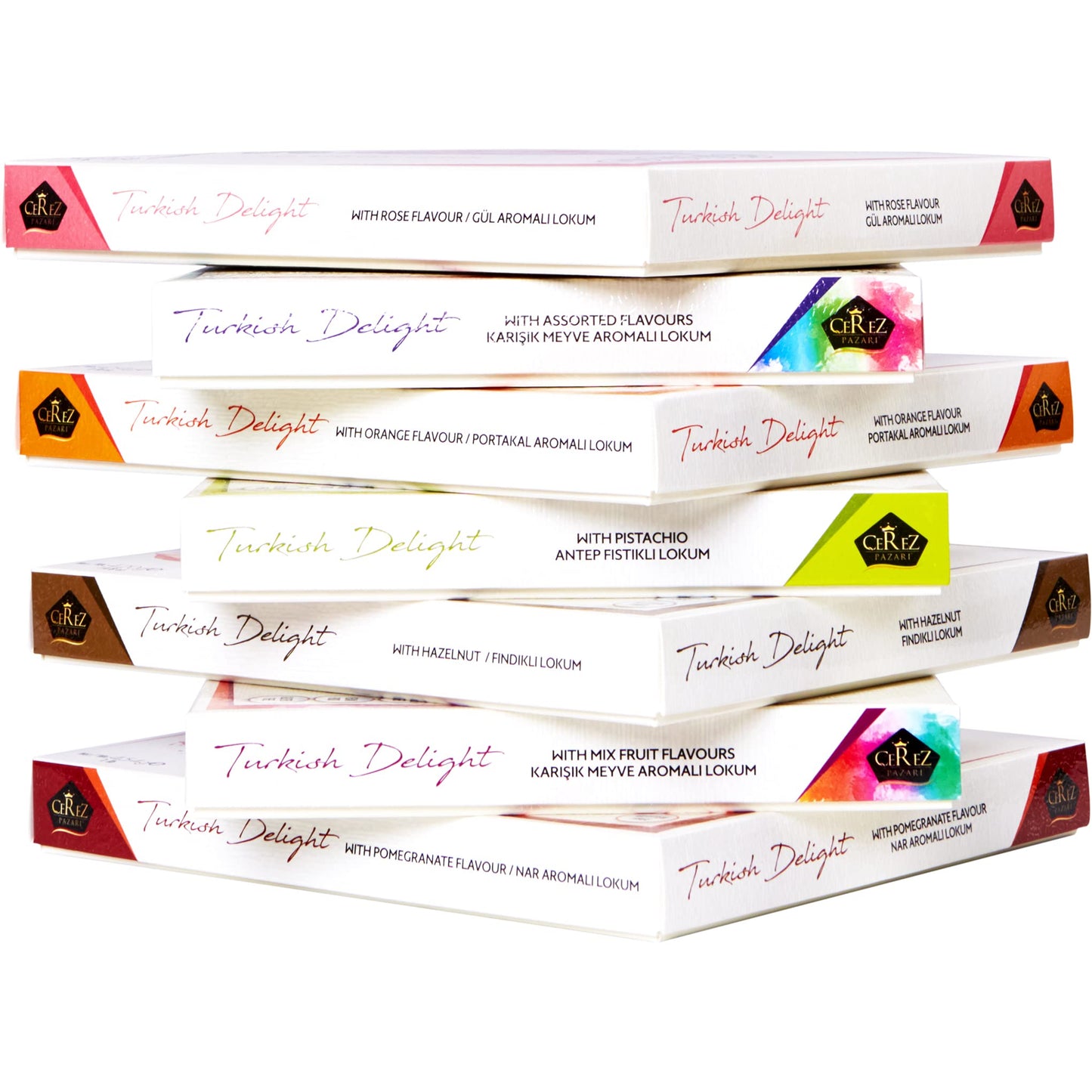 Cerez Pazari Turkish Delight Pistachio Candy, Gourmet Premium Vegan Sweets Small Gift Box, Luxury Traditional Confectionery Loukoumi, Soft Candy Dessert Glucose-Free Lokum, 7.4 oz.