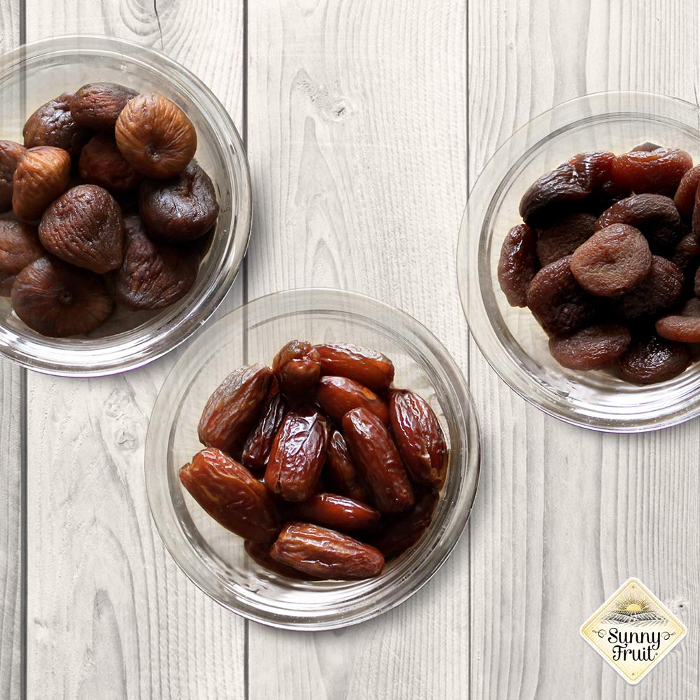 Sunny Fruit Organic Dried Fruit Assortment - Dates, Figs & Apricots Variety, 3 Bags (15 Individual Portion Packs) | ORGANIC, NON-GMO, VEGAN, HALAL, KOSHER, NO PRESERVATIVES, NO SUGAR ADDED