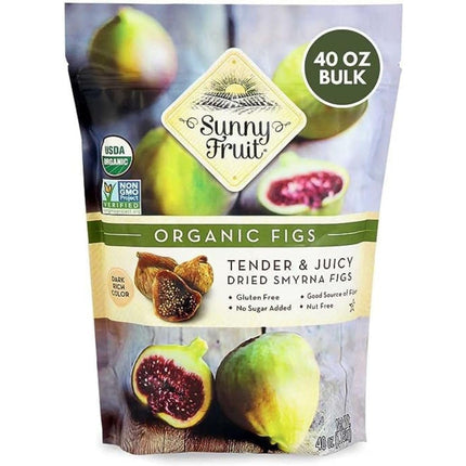 Sunny Fruit Soft Organic Turkish Dried Figs, 2.5 Pound Bulk Bag | Healthy, Sweet Snack | ORGANIC, NON-GMO, VEGAN, HALAL, KOSHER, NO PRESERVATIVES, NO SUGAR ADDED