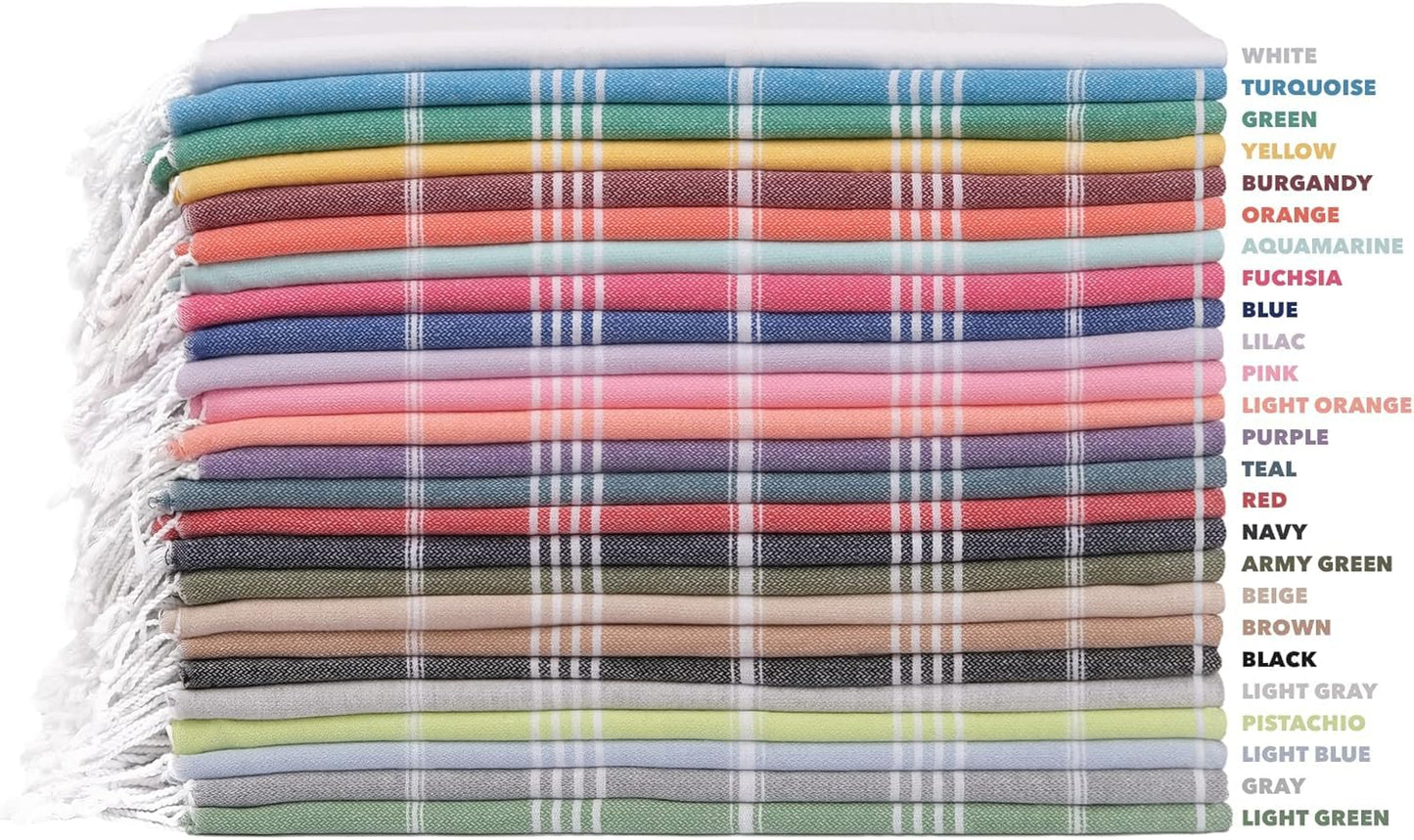 HAVLULAND Turkish Beach Towels Oversized, Quick-Dry & Sand-Free | Lightweight, Absorbent Bath Towels for Travel, Pool, Vacation & Beach | 40” x 72” Bulk Set