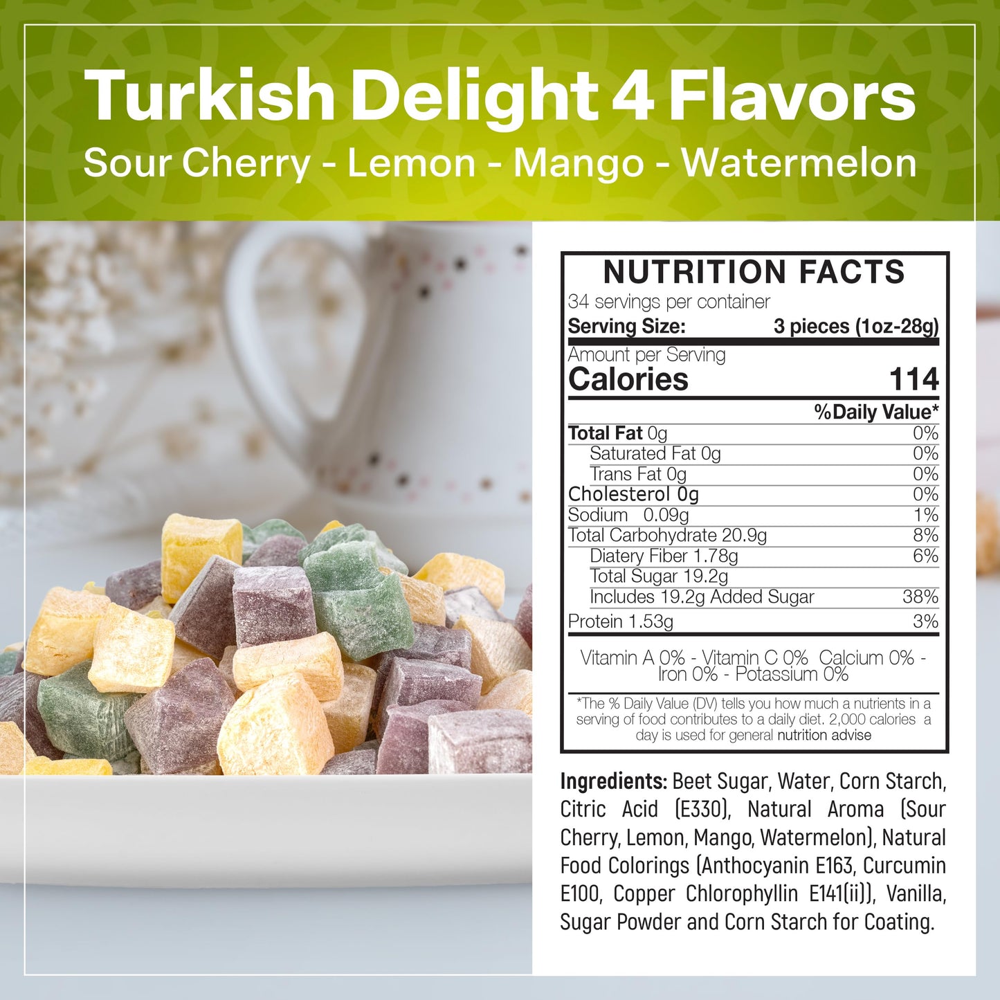 Eastanbul Turkish Delight, 35.3oz, Turkish Delights Candy, Assorted Lokum in Souvenir Wooden Gift Box, Perfect Sweets, Gourmet International Candy Gift, Lokum, Gluten Free, No Synthetic Ingredient