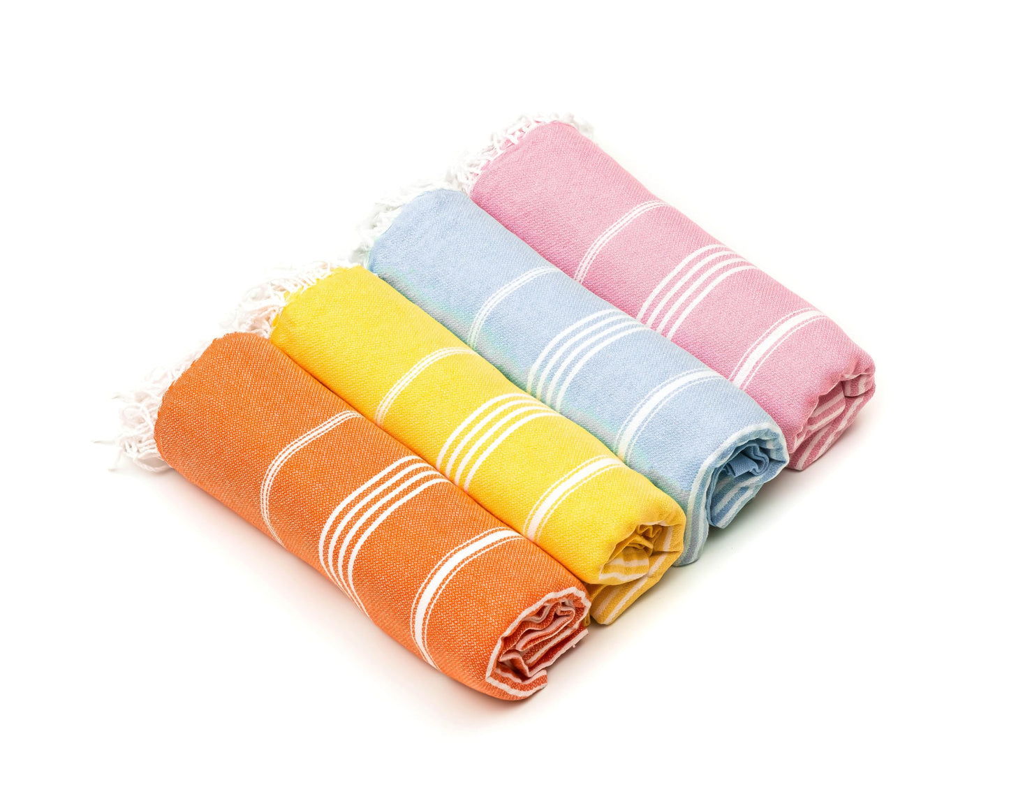 HAVLULAND Set of 4 Turkish Cotton Beach Towels, 71x39, Multi 4, Quick-Dry, Absorbent, Lightweight, Sand-Free, Travel-Friendly, Perfect for Beach, Pool, Spa, Gym, Yoga, Camping, Picnic