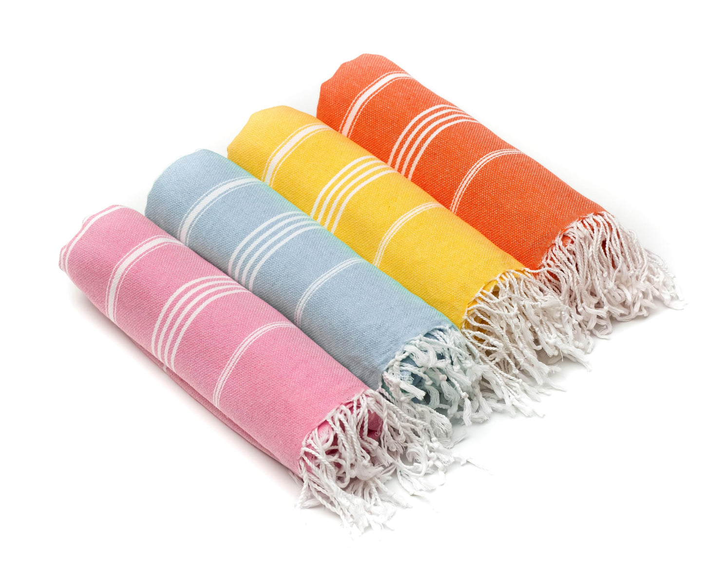 HAVLULAND Set of 4 Turkish Cotton Beach Towels, 71x39, Multi 4, Quick-Dry, Absorbent, Lightweight, Sand-Free, Travel-Friendly, Perfect for Beach, Pool, Spa, Gym, Yoga, Camping, Picnic