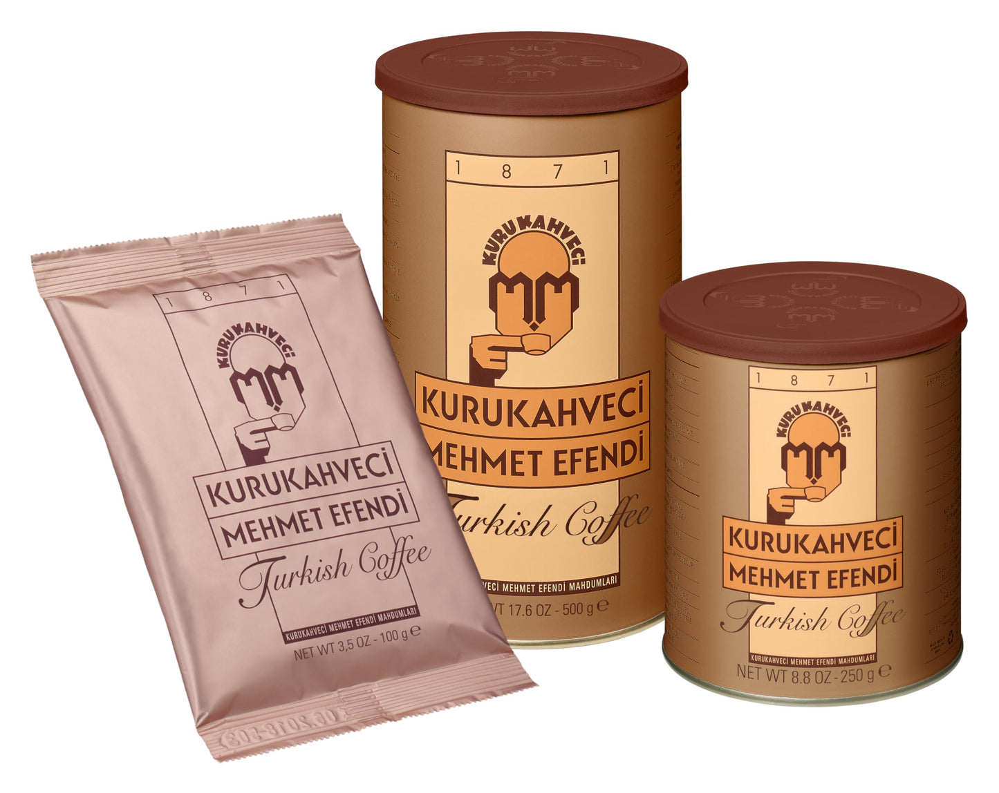KURUKAHVECI MEHMET EFENDI Decaffeinated Turkish Coffee, Arabica Beans, Roasted Ground,Fresh, Medium to Heavy-bodied, Original Taste Since 1871 (1.76 OZ / 50 Gr)