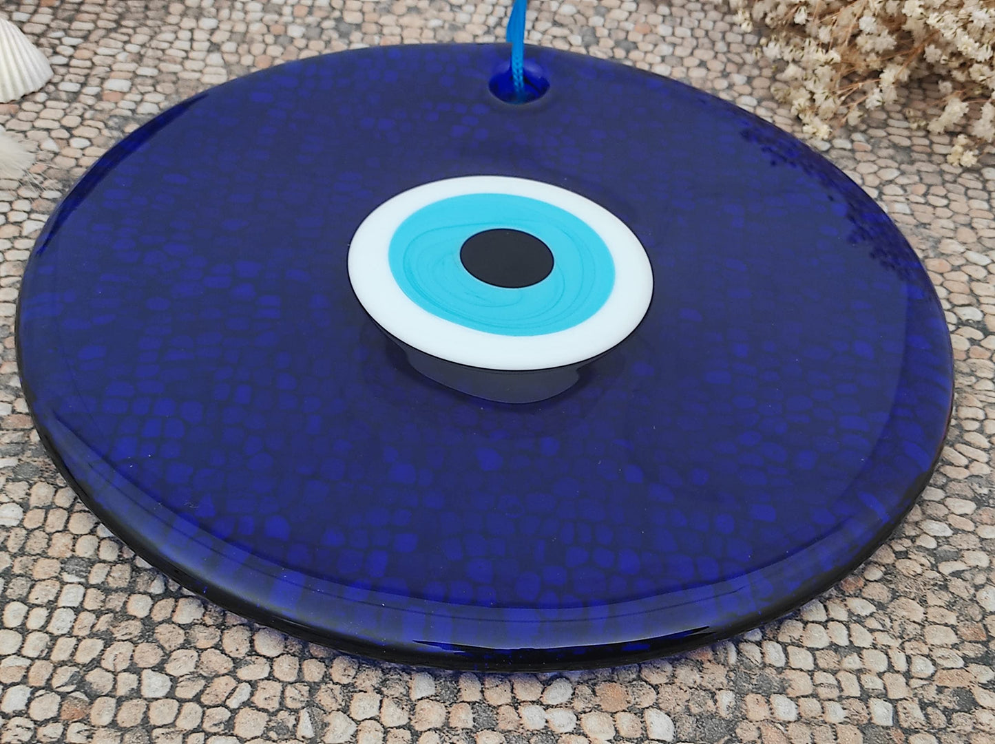 Erbulus 10" Glass Blue Evil Eye Wall Hanging Ornament - Evil Eye Decor - Turkish Handmade Nazar Amulet - Home Protection Charm - Evil Eye Wall Decor Amulet in a Box